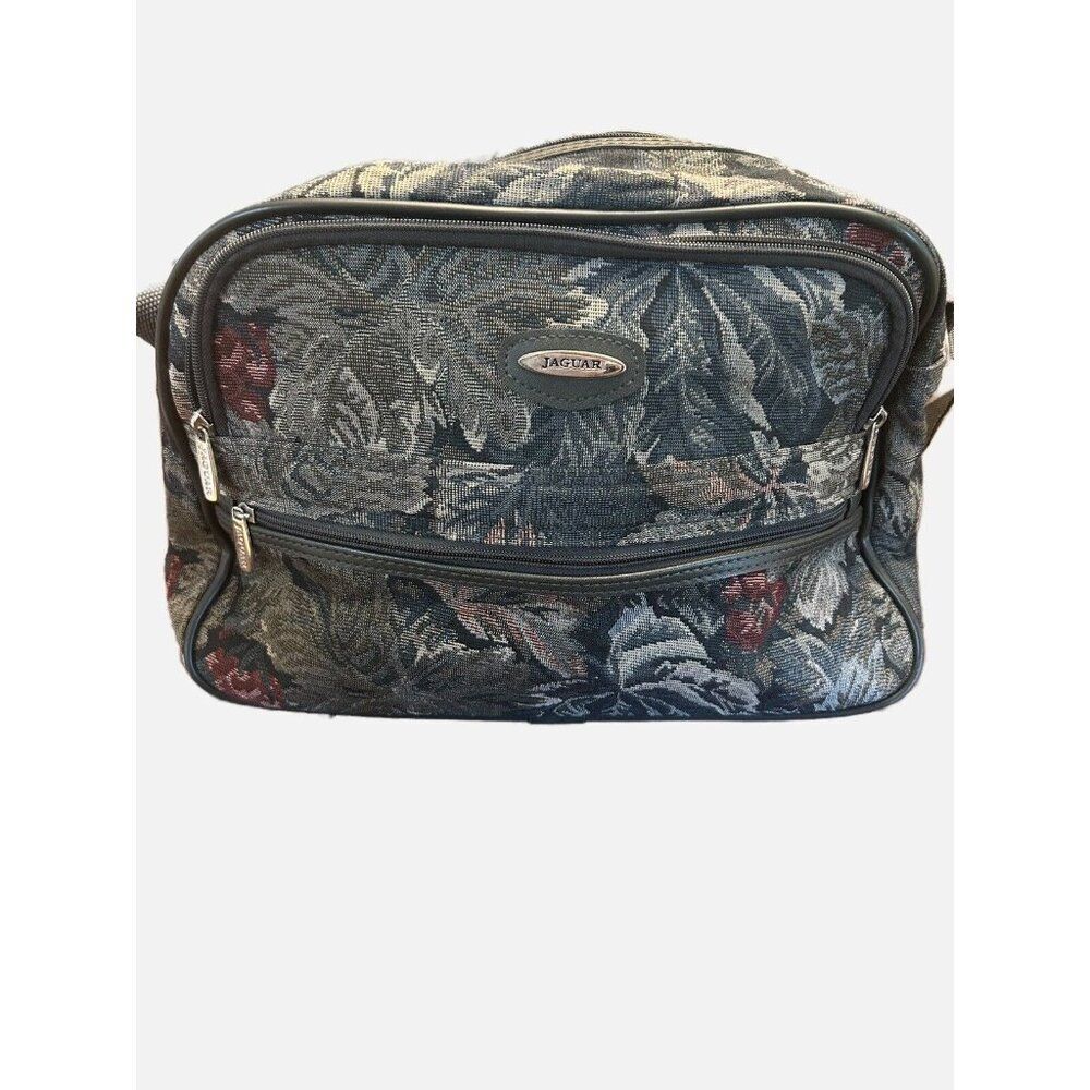 Vintage Jaguar Luggage Set Floral Tapestry Zip Travel Bags JC Penny 80's Cottage